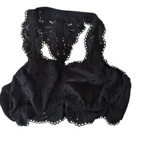 Cacique Lane Bryant Womens Bra Black Lace‎ Eyelet Bralette Sexy Plus Size 18 20